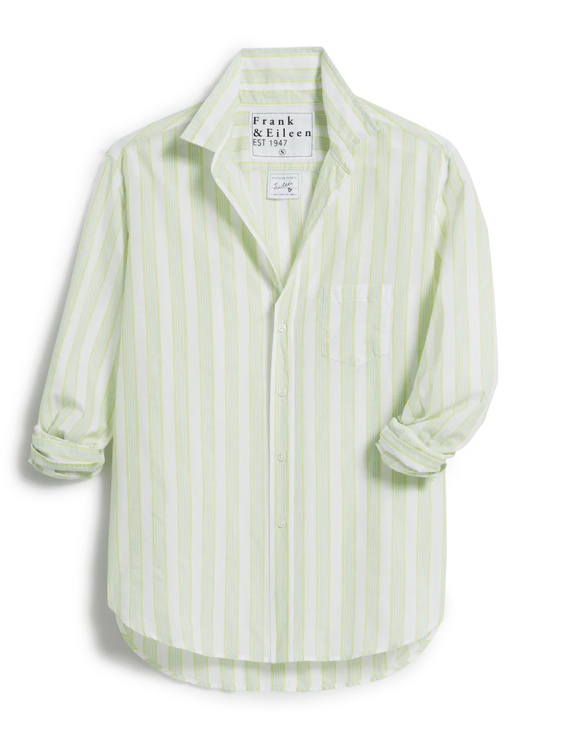 Eileen Button Up Chartreuse and Blue Stripe