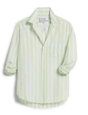 Eileen Button Up Chartreuse and Blue Stripe