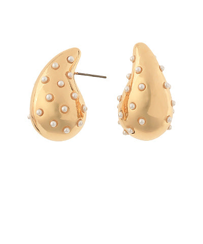 Studded Puffy Teardrop Earrings