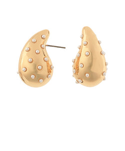 Studded Puffy Teardrop Earrings