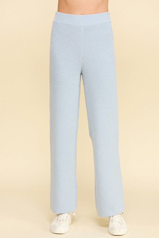 Waffle Knit Pants Dusty Blue