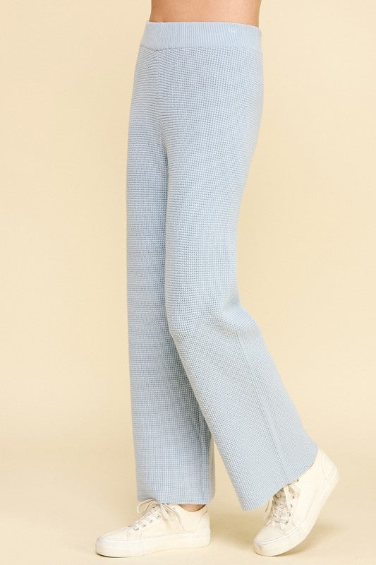 Waffle Knit Pants Dusty Blue