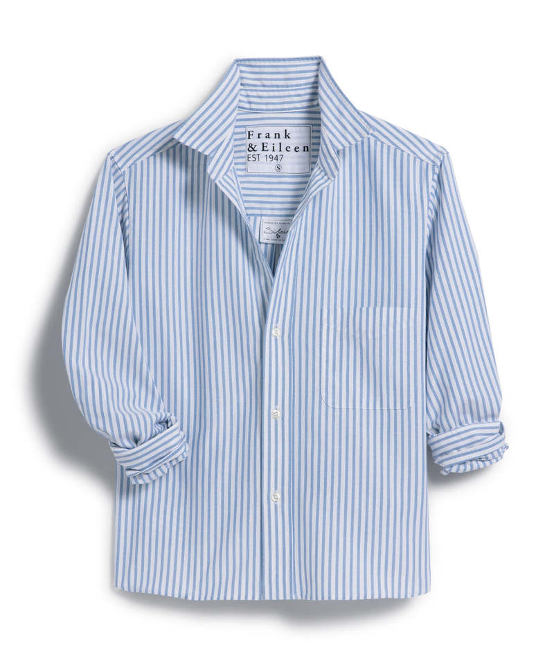 Silvio Button Up White/Blue Stripe