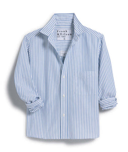 Silvio Button Up White/Blue Stripe