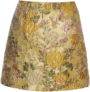 Bea Skirt Floral Matelasse Yellow