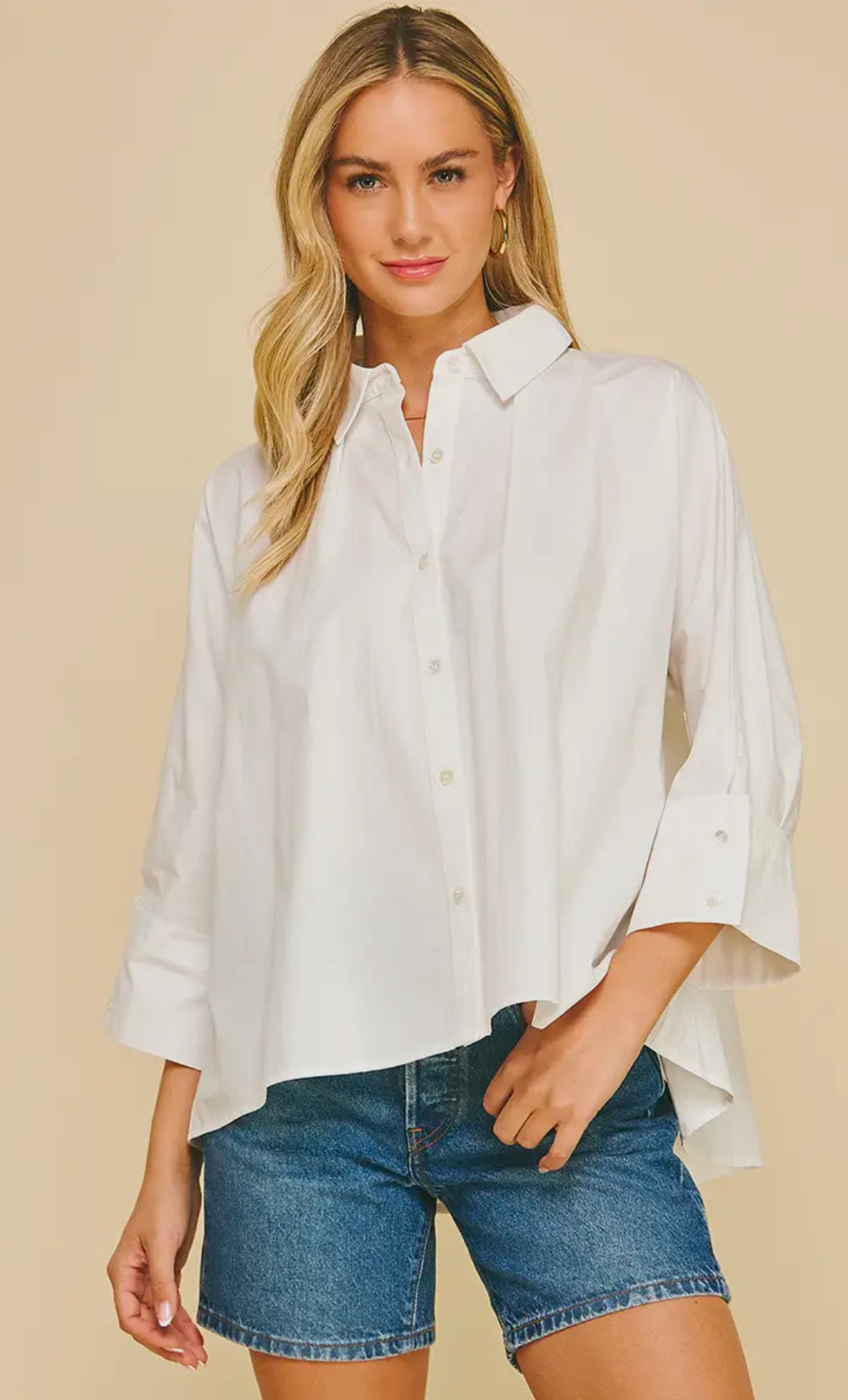 Solid Button Down Shirt White