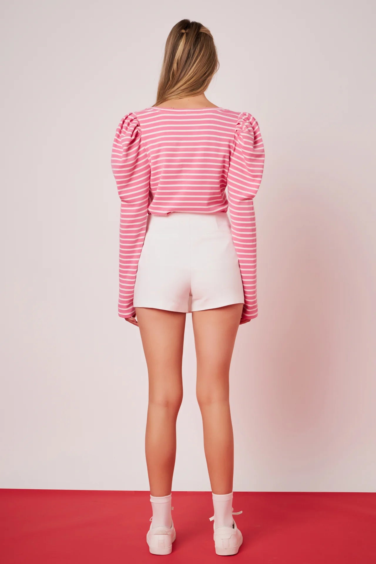 Puff Sleeve Knit Top - Pink