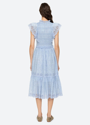 Veronique Flutter Sleeve Dress Sky