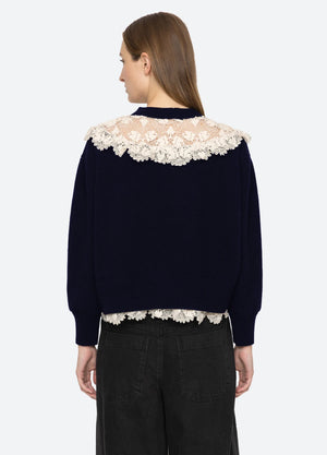 Kristeen Lace Sweater Navy