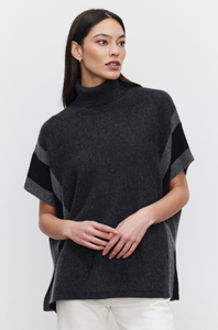 Reese Mock Neck Poncho Charcoal