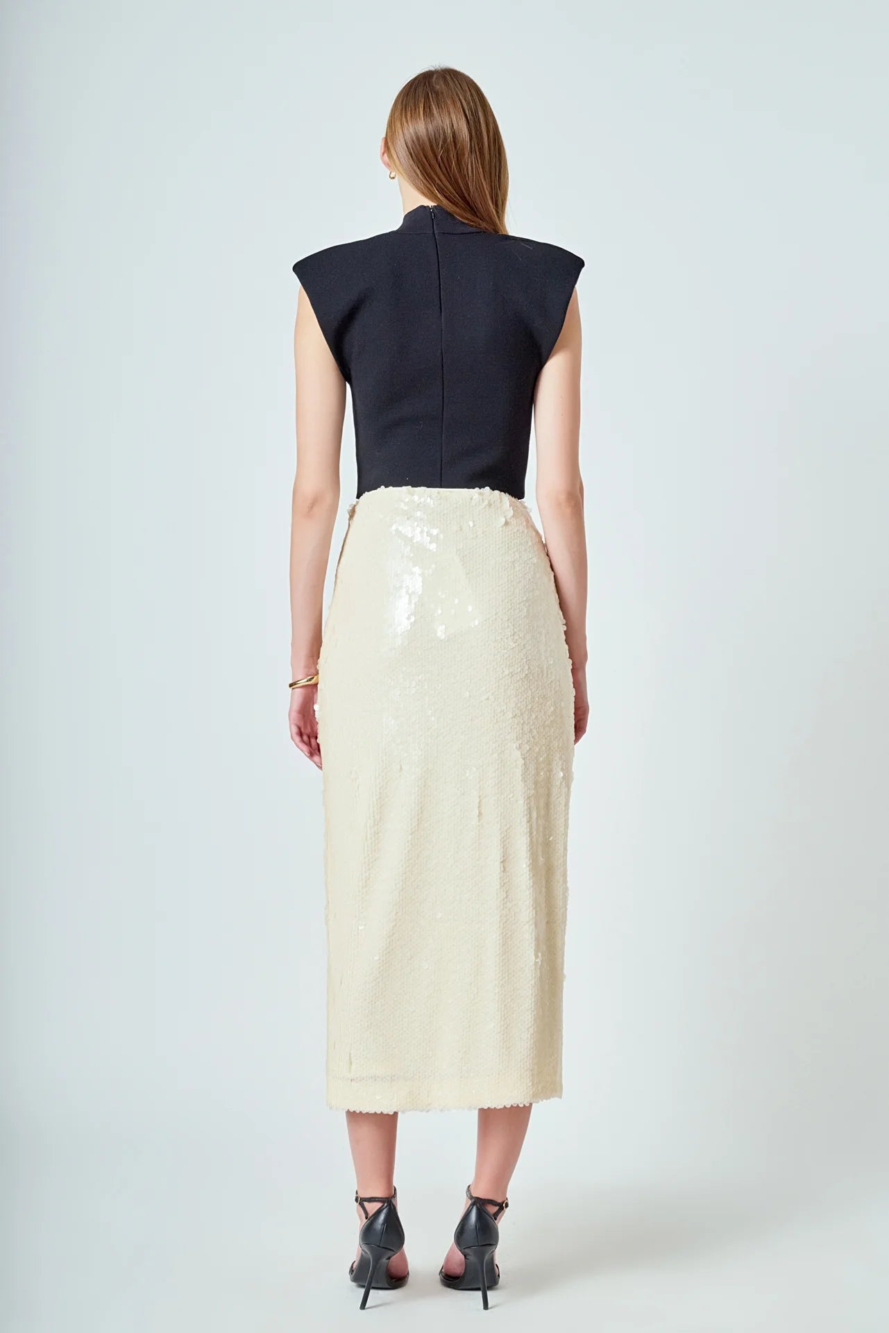 Sequins Midi Skirt Ivory