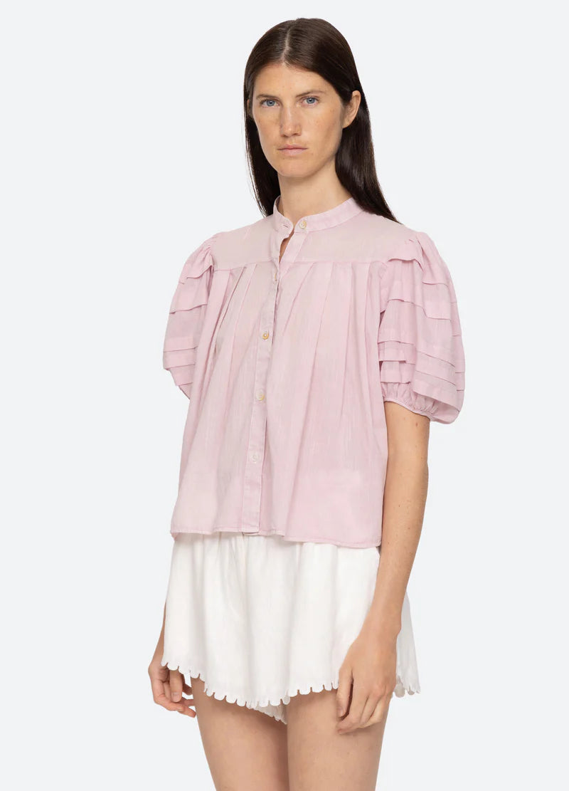 Salome Puff Sleeve Button Down Lilac