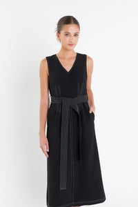 Black Stitch Detail Midi Dress