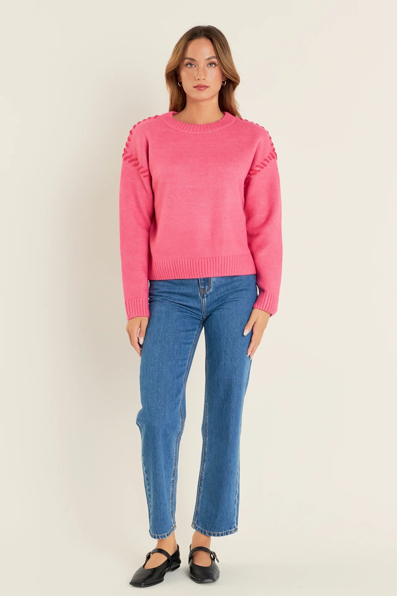 Top Stitch Knit Pink/Fuchsia