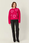 Heart Embroidery Knit Fuchsia