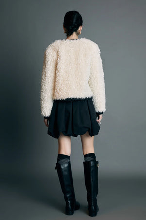 Faux Shearling Jacket Ivory/Black