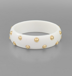 White Enamel Gold Bead Bracelet