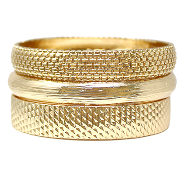 Textured Gold Bangle Stack
