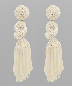 Beaded Knot Fringe Earring