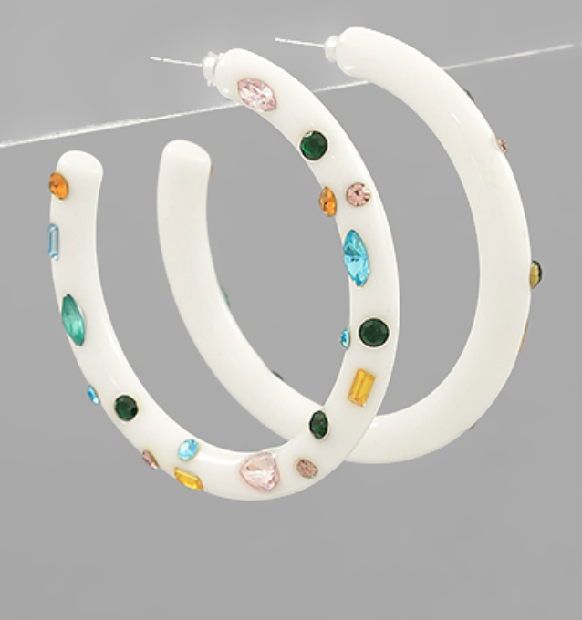 Studded Acrylic Hoop Earrings