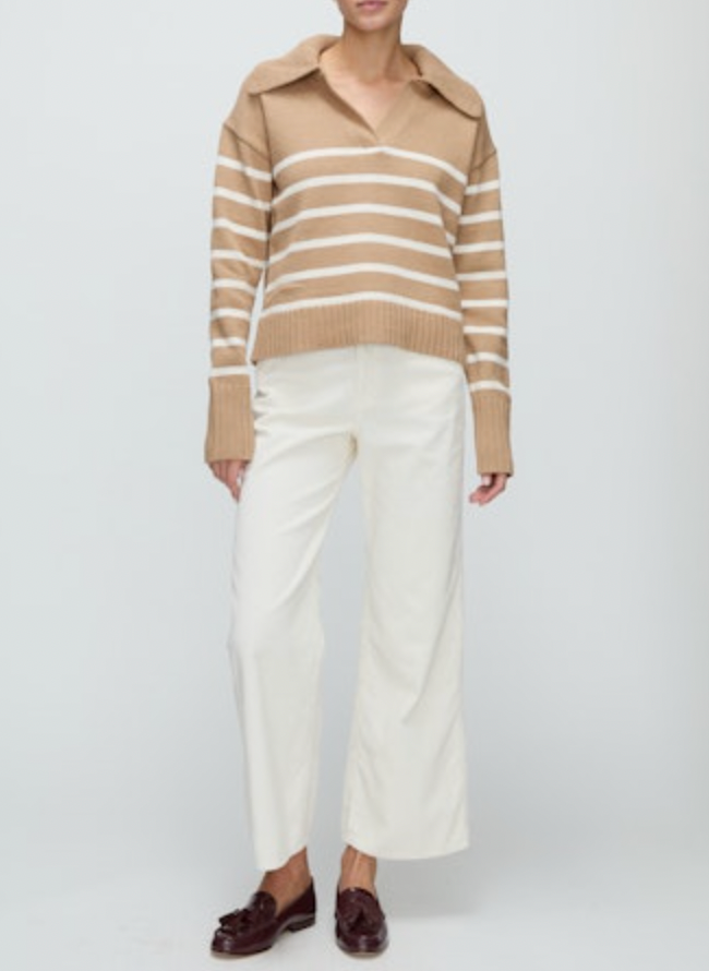 Jovie Pullover Knit Sweater Khaki/Ivory