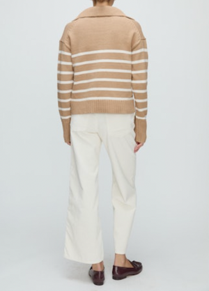 Jovie Pullover Knit Sweater Khaki/Ivory