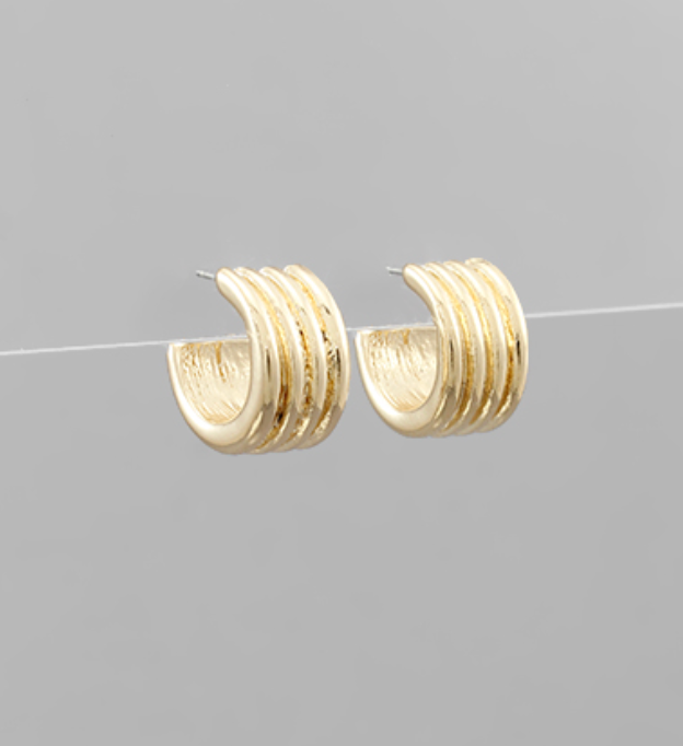 4 Row Gold Hoops