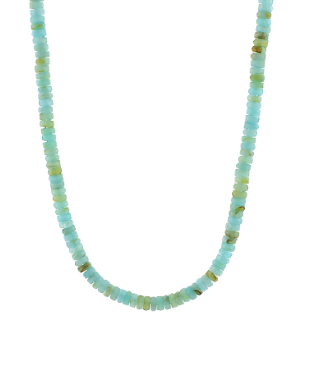 Mixed Bead Short Necklace Mint Green