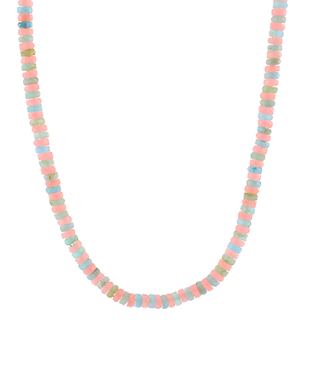 Mixed Bead Short Necklace Pink Multi