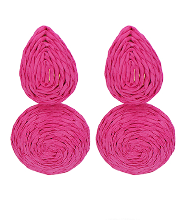 Wrapped Raffia Earring Pink