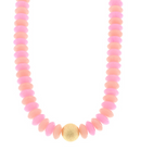 Metal and Color Rondelle Beads Necklace Pink