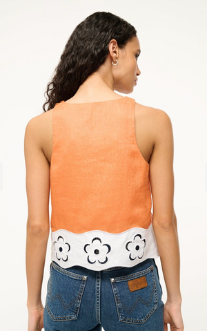 Mika Linen Top Apricot/White