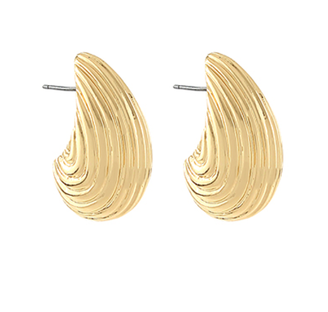 Ribbed Tear Drop Earring