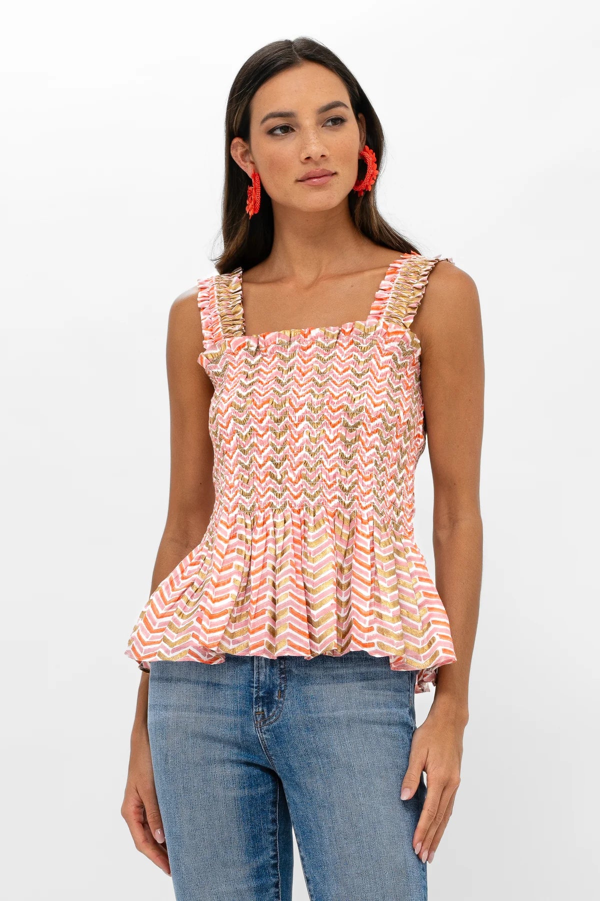 Smocked Tank Top Sonoma Orange