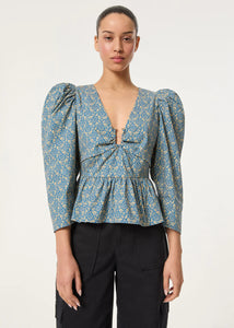 Alma Top Blue Paisley Garden