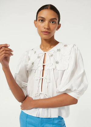 Tilly Top White Daisy Crystal
