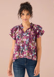 Veronica Top Cranberry Stained Glass Floral