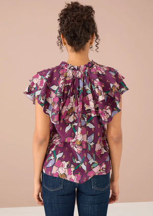 Veronica Top Cranberry Stained Glass Floral