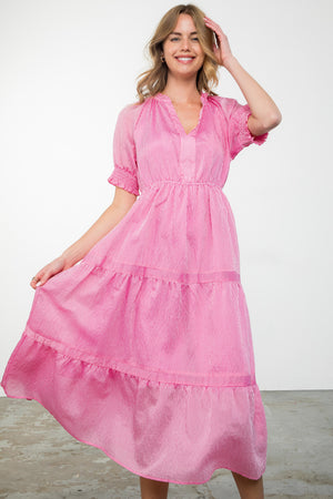 Striped Tiered Maxi - Pink