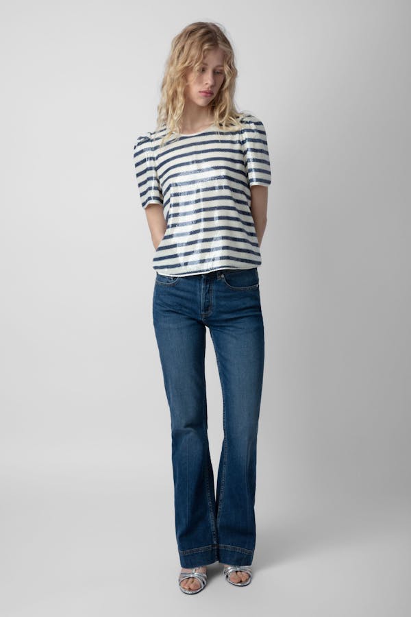 Tchao Sequin Stripe Top