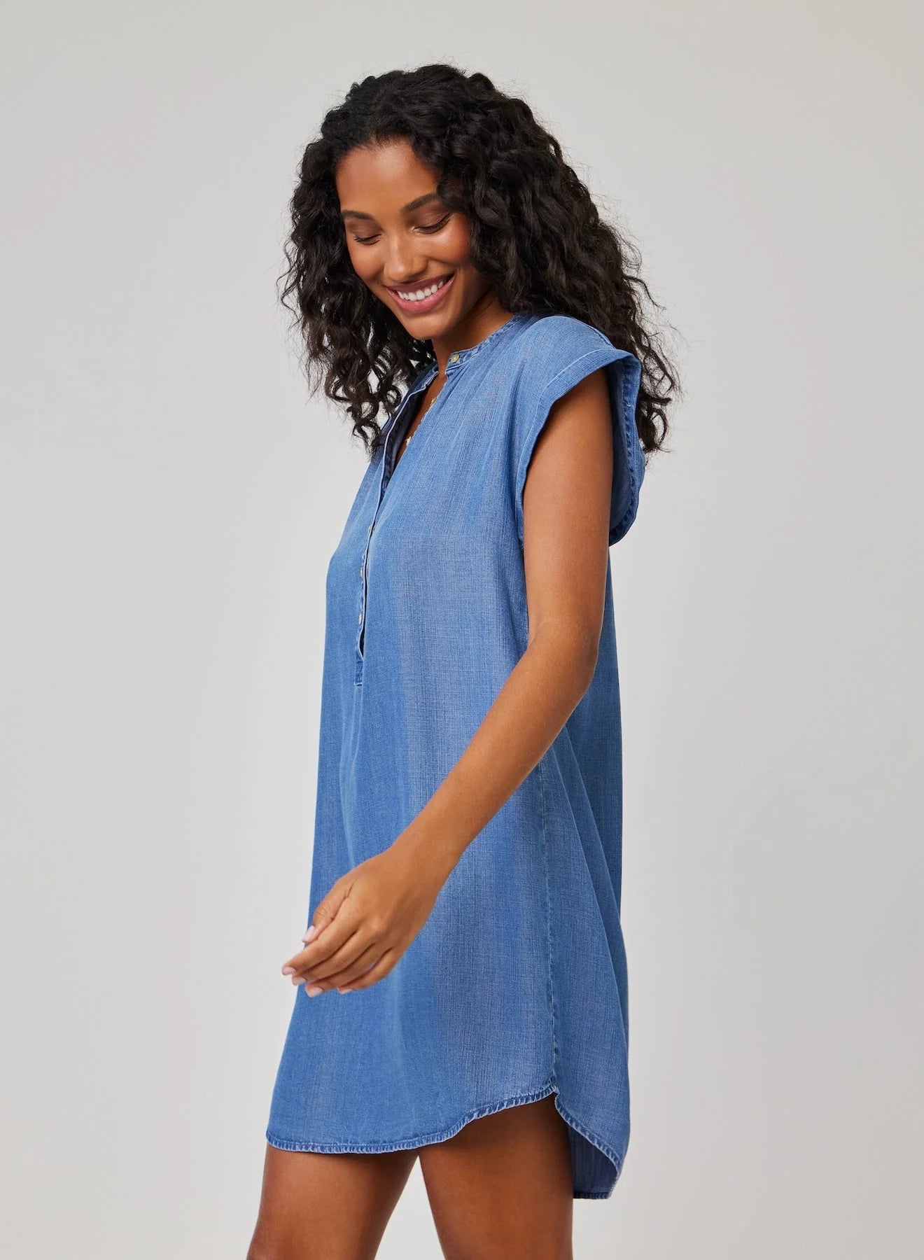 Cap Sleeve Henley Dress Moonlit Haze
