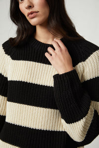 Ciara Crew Sweater Blk & Ivory