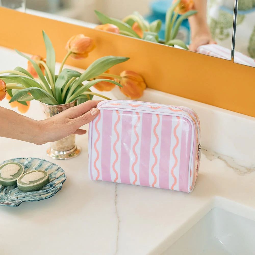 Small Toiletry Bag Coral Squiggle