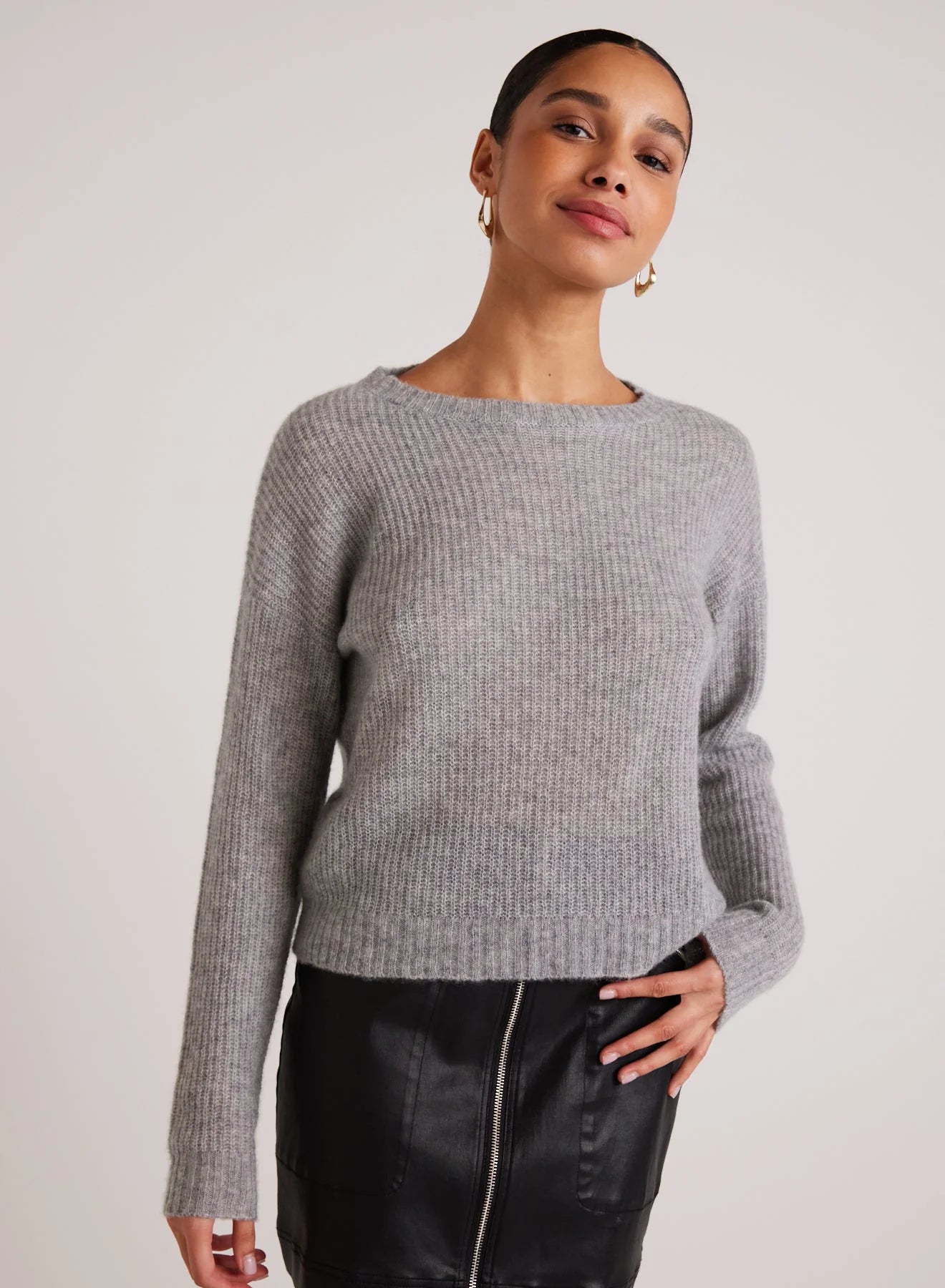 Drop Shoulder Sweater Heather Grey