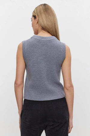 Lu Button Vest Top Heather Grey