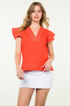 Short Sleeve Vneck Top Red