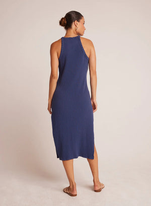 Fitted Halter Midi Nautical Navy