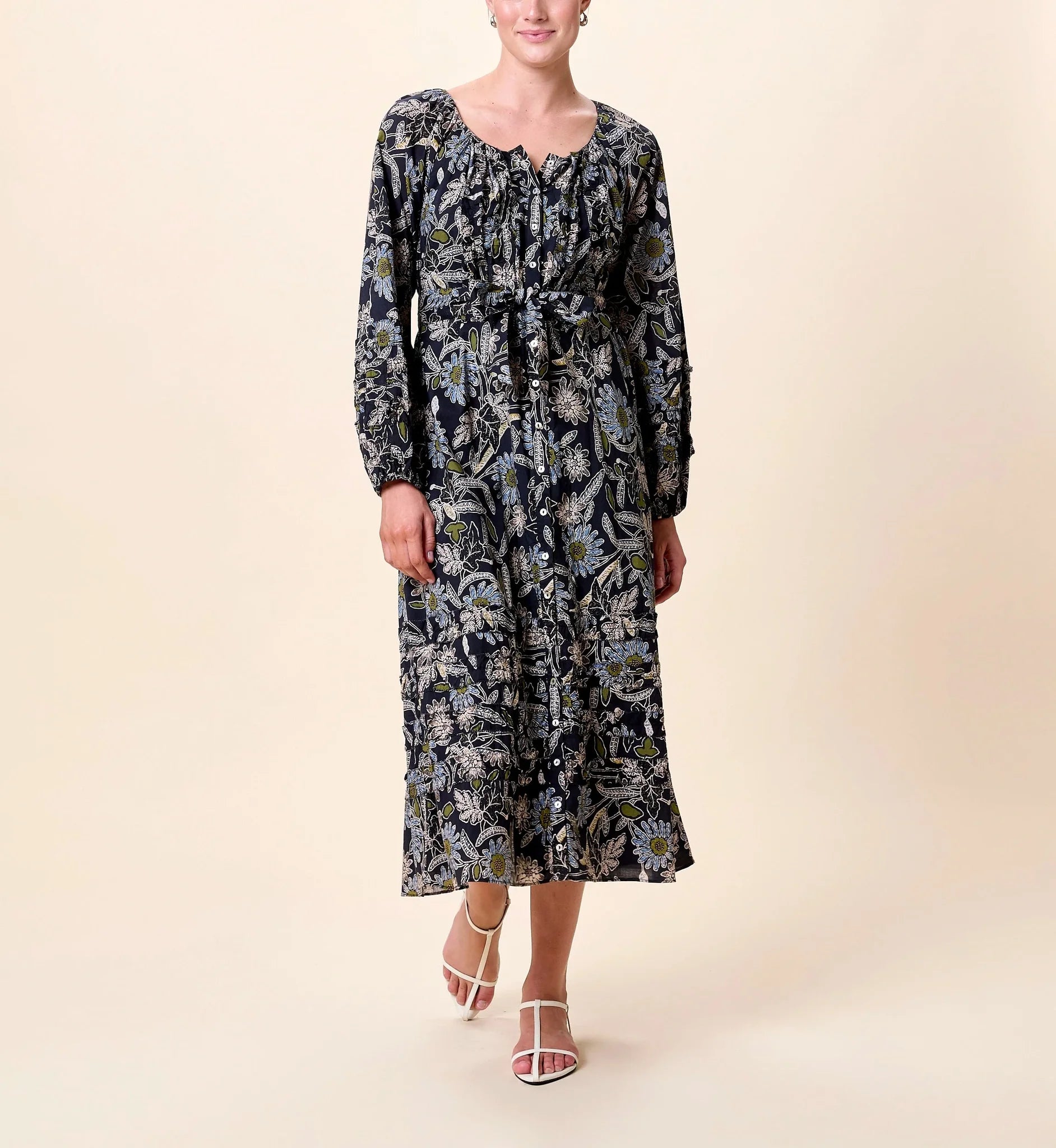 Melinda Midi Dress Dark Magnolia Floral
