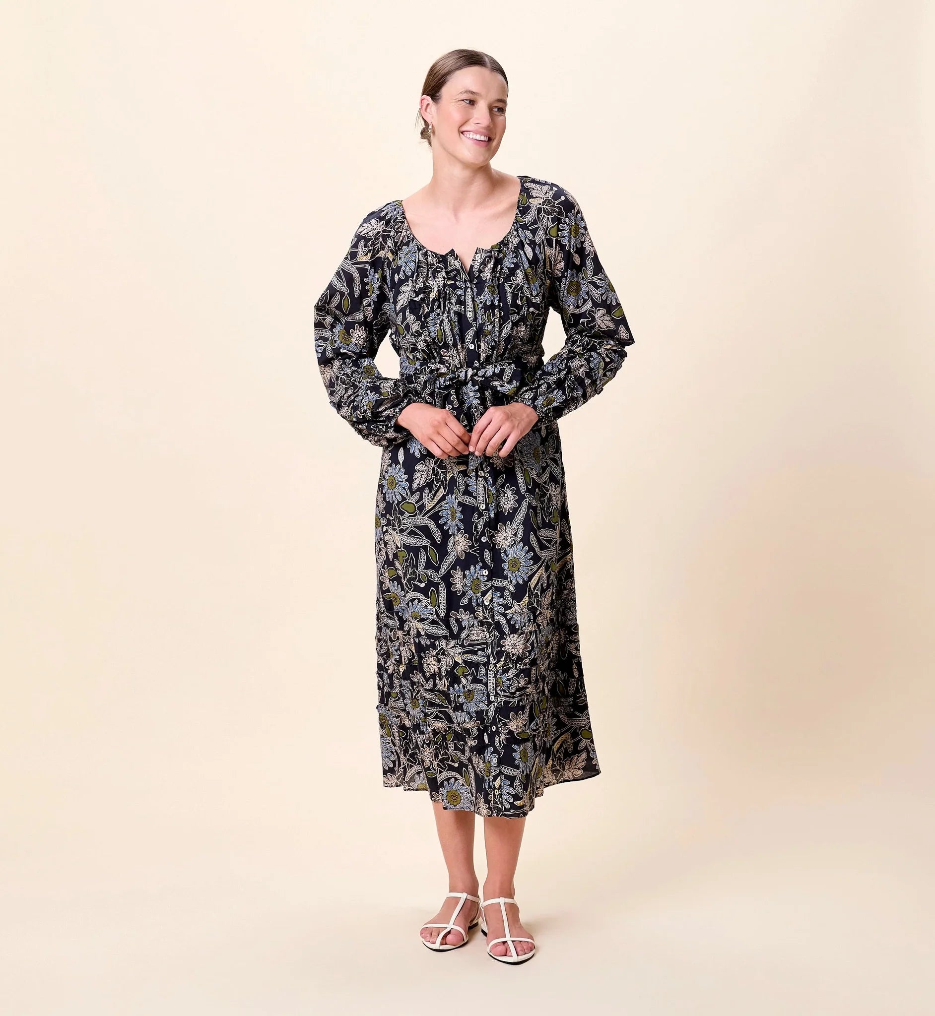 Melinda Midi Dress Dark Magnolia Floral