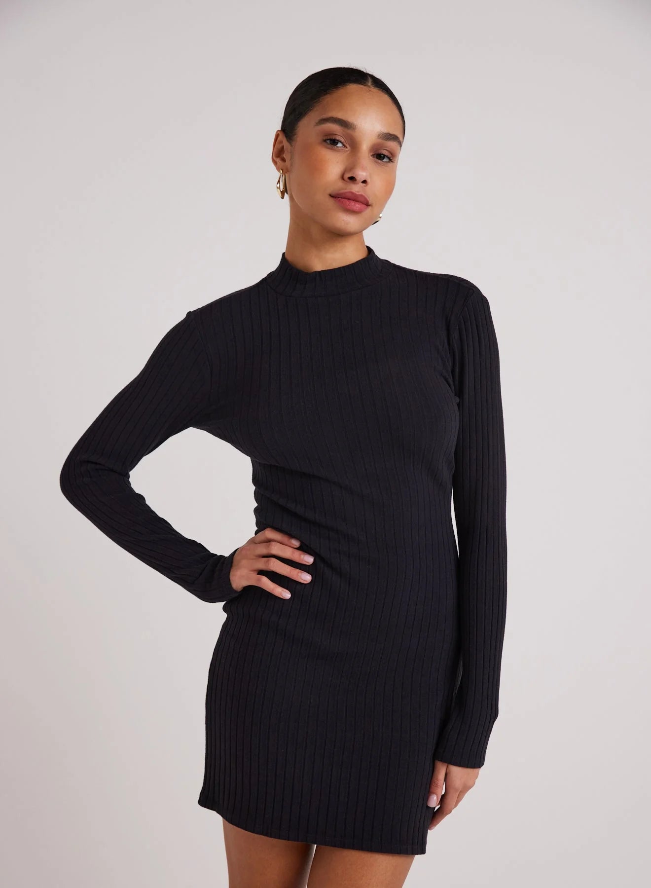 Mini Mock Neck Dress Black